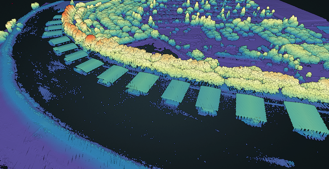 Elevation Point Cloud of Marina on Bouldin Island, CA.